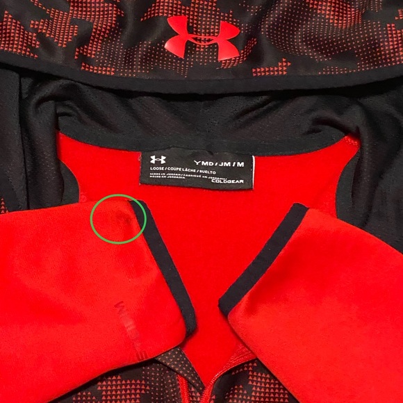 Under Armour Storm Coldgear Boys Size YMD Red Fleece Hoodie Sweater - Picture 6 of 6
